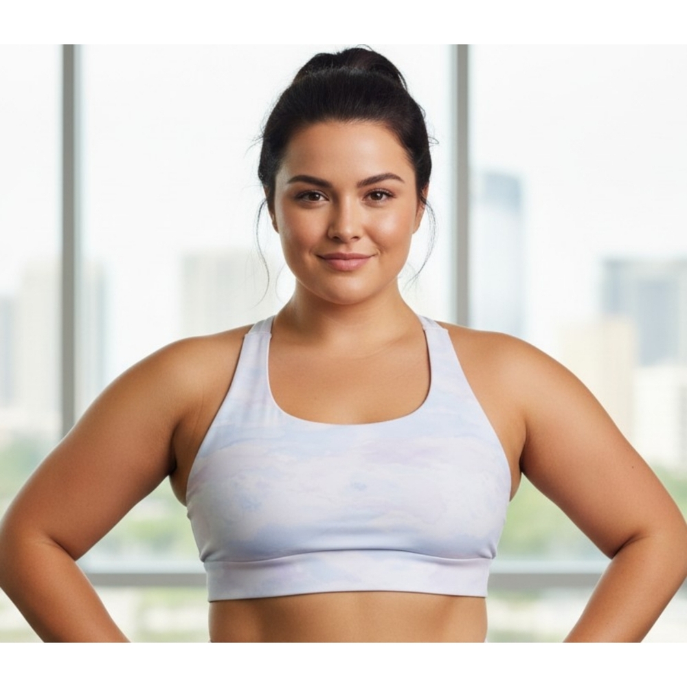 Old Navy Active Powersoft Racerback Sports Bra White Tie Dye Size 4X